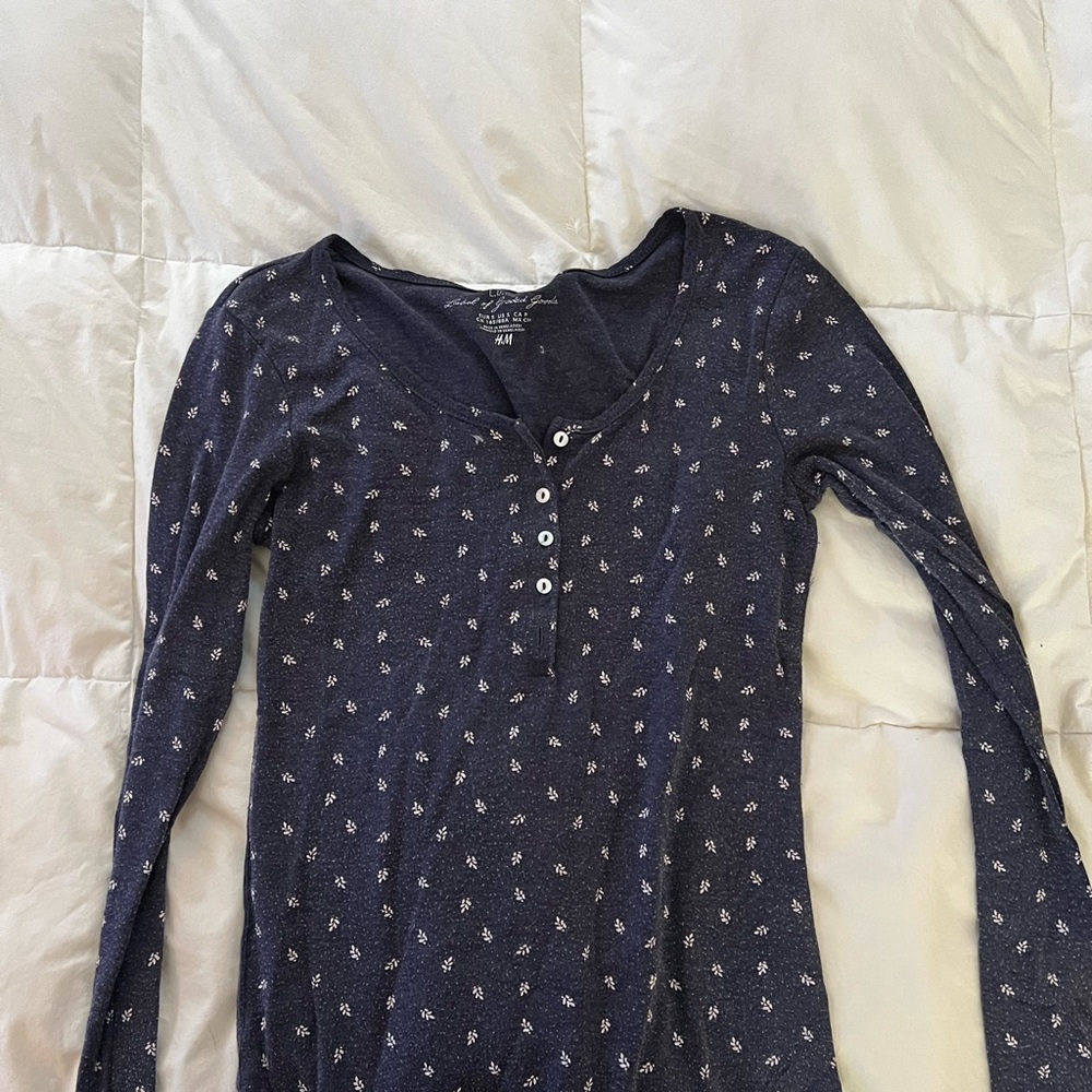 H&M Dark Blue Henley Shirt